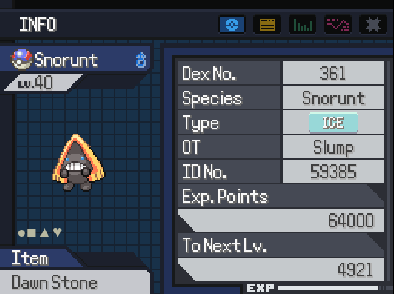 Female Snorunt NOT Evolving When Exposed to Dawn Stone